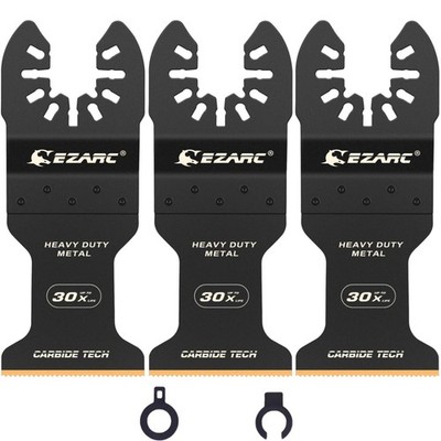Carbide Oscillating Saw Blades 3-Pack Quick Release Heavy Duty Metal Nails Bolts