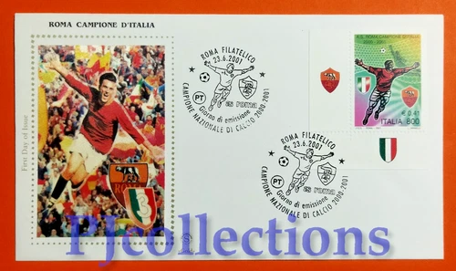 C98-ITALY 2001 ROME CHAMPION OF ITALY ENVELOPE 1ST DAY FDC WATERMARK GOLD