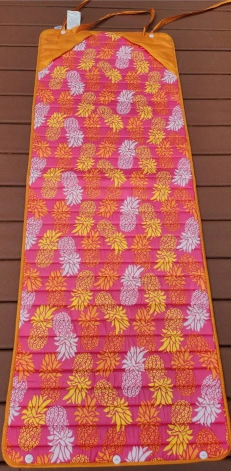 *Bien querida* Bonita colchoneta de playa/yoga con diseño de piña rosa/naranja con almohada Foto 2 de 4