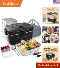 100W Electric Lunch Box - 1.8L Portable Heated Food Warmer for Work & Travel