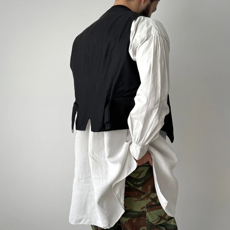 1900s Antique Men's Edwardian French Dress/Nightgown Long White Smock Shirt - Image 3 of 4