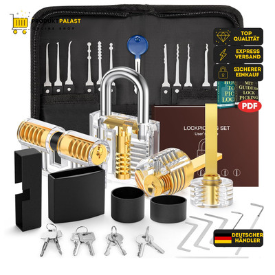 IPSXP Lockpicking Set 32 Stück Dietrich Set mit 4 Transparenten