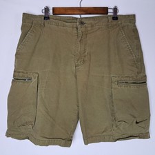 Nike Cargo Shorts Mens 36 Green Canvas Ripstop Logo Embroidered Inseam-9.5"
