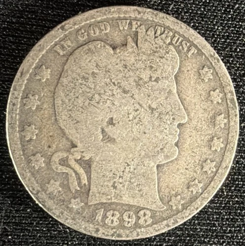 1898 25c Barber Quarter 90% Silver