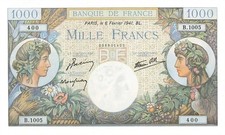 1000 francs COMMERCE ET INDUSTRIE FRANCE 1941 . Faux moderne.