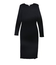 bar III Womens Solid Ribbed Sheath Bodycon Dress, Black, Large
