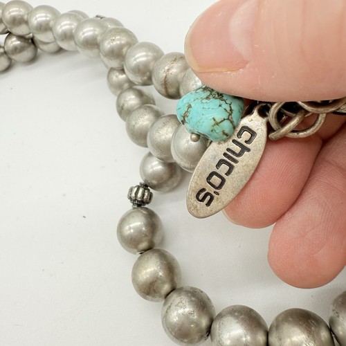 Chicos Faux Turquoise Native American Squash Blossom Necklace Ceremonial - Picture 5 of 14