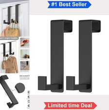Over the Door Hooks 2 Pack Stainless Steel Black Fits 1.75 Inch Doors No