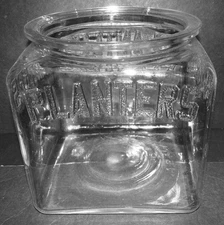 Planters Peanut Square Glass Counter Top Jar Bottom Marked Made In U.S.A.