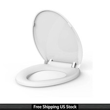 19" Elongated Soft-Close Toilet Seat without Toddler Seat Thick PP Easy-Clean