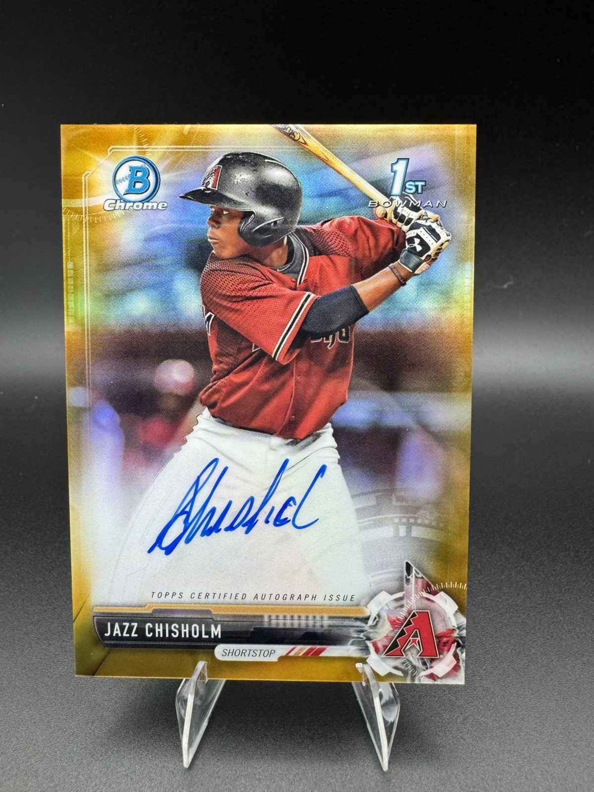 JAZZ CHISHOLM 2017 Bowman Chrome 1st TRUE GOLD REFRACTOR AUTO /50 CPA-JC