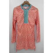 Cabana Life Dress Medium Orange Green Sun Protection UPF Swim Beach Resort Tunic