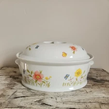 Oven To Table Cookware Oval Serving Casserole Dish Country Flowers 