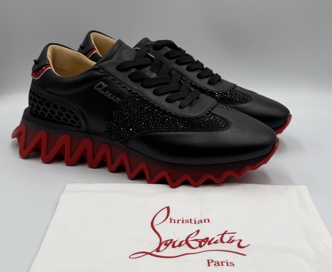 Christian Louboutin Loubishark Sneakers Leather Swarovski Crystal