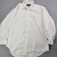 Ralph Lauren Yarmouth Shirt Mens Large 16.5 33 White Cotton Button Pony Logo