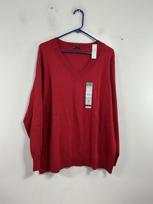 Womans NWT Terra & Sky Long Sleeve V Neck Pullover Sweater 1X Red