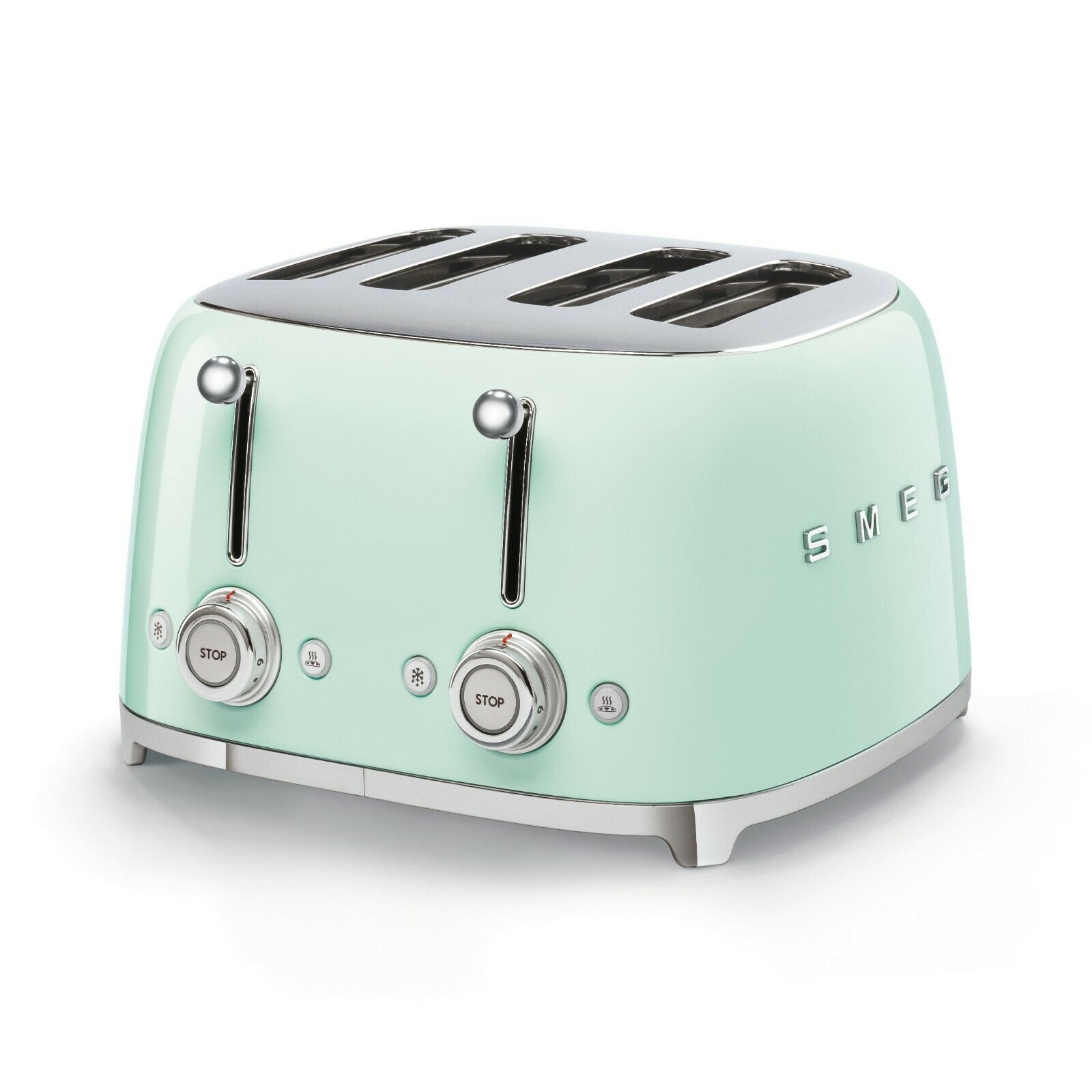 Smeg Green 4-Slot Toaster Pastel Tsf03pguk, 6 Browning Levels, Defrost, Reheat & Bagel Settings - Image 2
