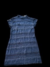 ✨ Navy Blue lace mini dress with ruffles and lace details✨