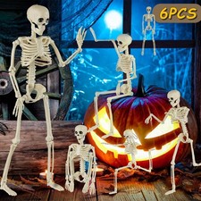 6 Packs Full Body Skeleton Outdoor Halloween Decorations 16" Posable Joints