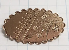 Victorian Rose Gold Filled Topped Chased Pin Brooch Antique Aesthetic Movement