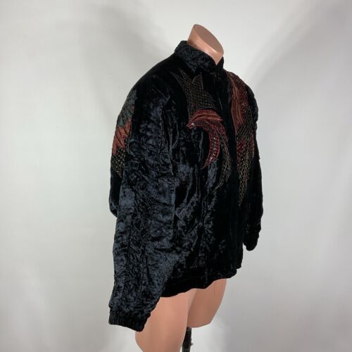 Judith Ann Creations VTG 80s Beaded Sequin quilted crushed velvet bomber jacket - Picture 4 of 10