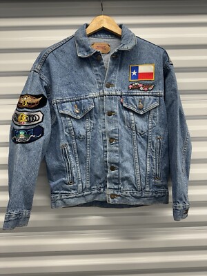 Vintage 80s Levis Denim Trucker Jacket Harley Davidson Biker