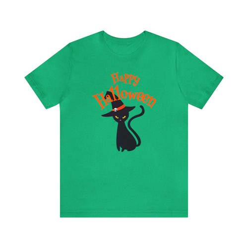 Funny Happy Halloween Black Cat T-Shirt | Cat with Witch's Hat Tee  - Bild 8 von 17