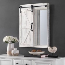 71x53cm Bathroom Wall Cabinet Storage Cupboard with Mirror Wooden Shelves White