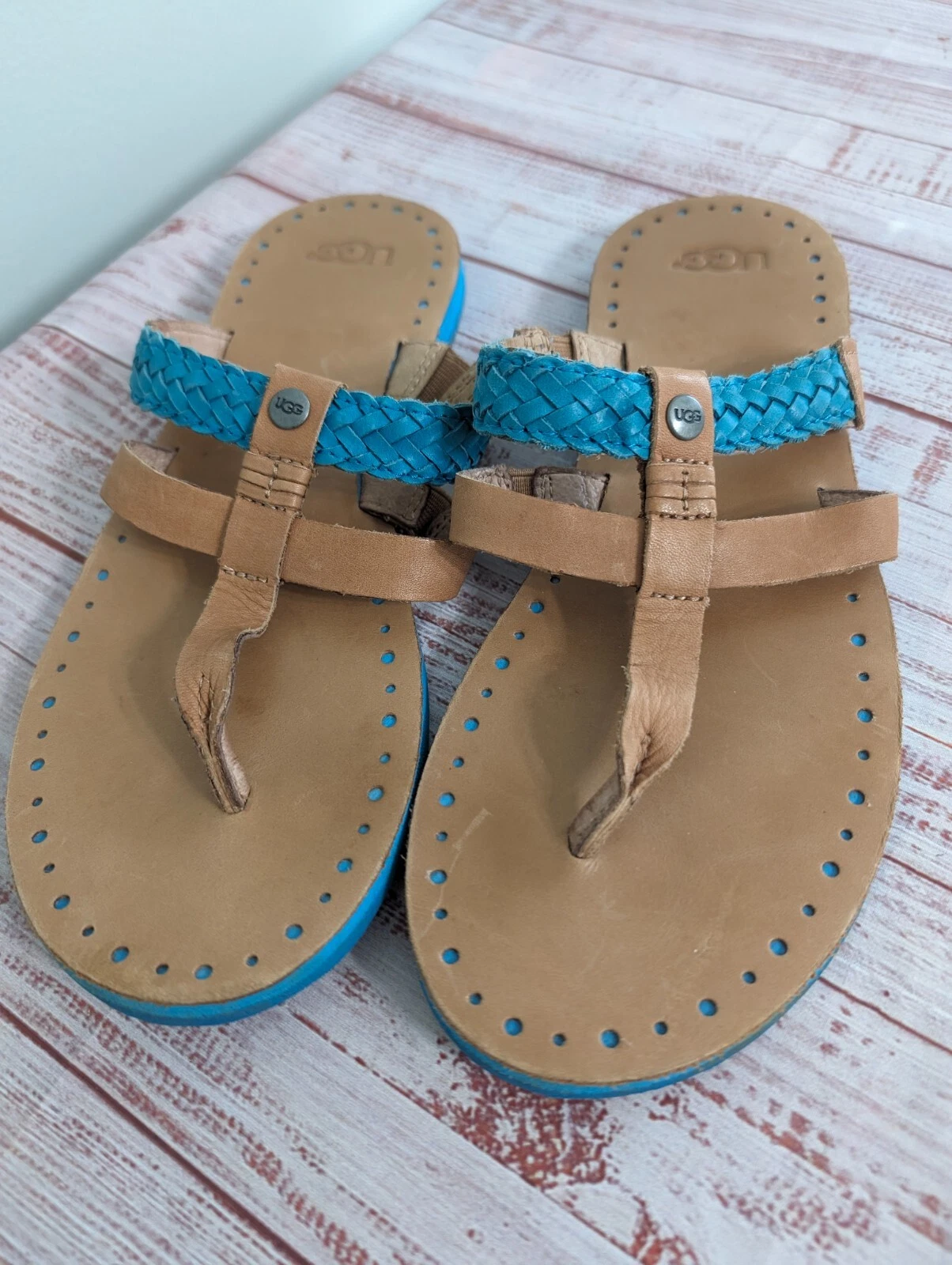 UGG sandali da donna turchese taglia 8 piatti Audra 1011201