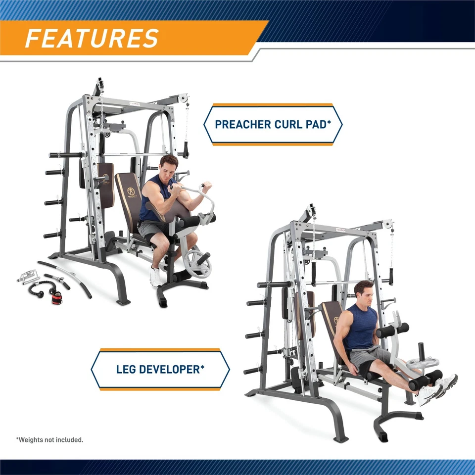 Marcy Home Gym Smith Cage System MD-9010G Weight Training Circuit Combo Machine - Image 3 of 4