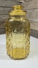 Vintage LE Smith Federal Glass Atterbury Scroll Lidded Canister Honey Amber 🌼