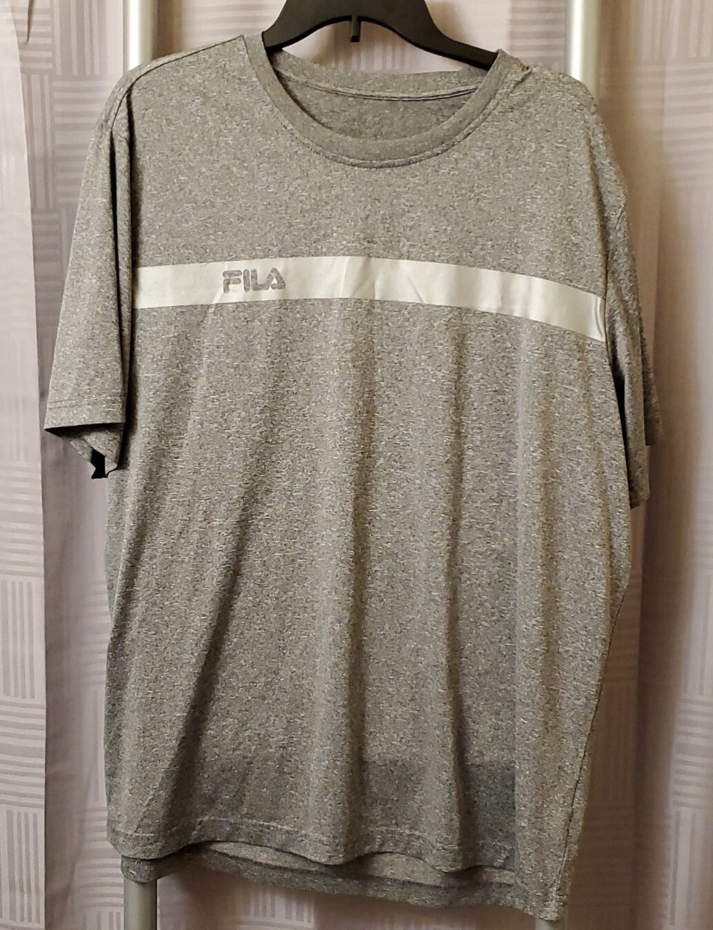 T shirt uomo Fila grigia manica corta girocollo logo pullover elasticizzato taglia XL