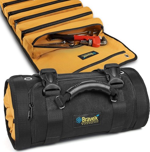 Zero-Abrasion Tool Bag Heavy Duty Roll Up Built Multi-Purpose Wrench Roll Pouch - Picture 3 of 7