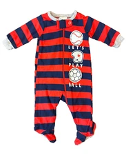 Preemie Baby Boy Sleeper Outfit Cotton Sports Lets Play Ball Striped Reborn Doll