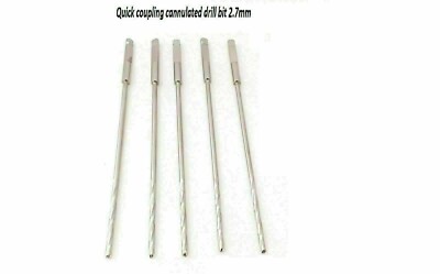 quick coupling cannulated Bone Drill Bits 2.7 mm 1.2 mm cannulation lot of 5 pc