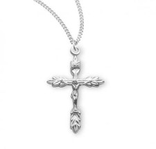 Sterling Silver Wheat Crucifix Features 18in Long chain