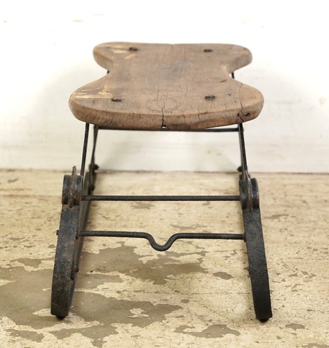 Antique Black Cast Iron & Wood Children's Sled - Picture 2 of 10