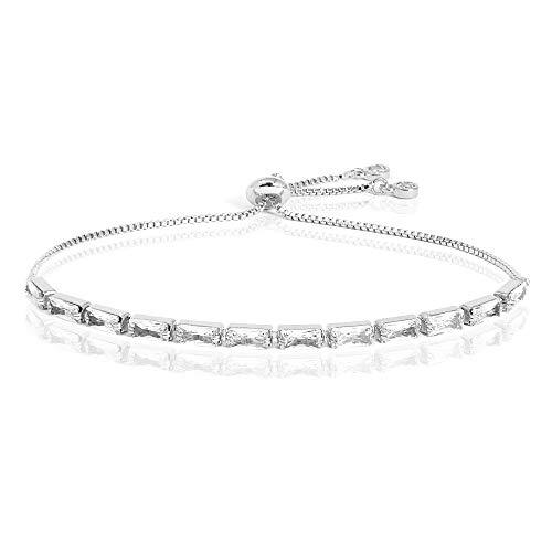 Cubic Zirconia Tennis Adjustable Pull String Bracelet Gold Silver Color (Rectang
