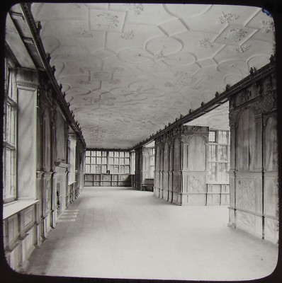 Glas magische Laterne Dia BALLSAAL HADDON HALL UM 1890 VIKTORIANISCHES FOTO DERBYSHIRE