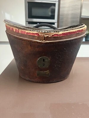 ANTIQUE VICTORIAN C.A.DUNN&CO TOP HAT & HAT BOX SILK LEATHER BLACK - Image 1 of 4