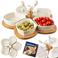 SchäLchen FüR Snacks Snackschalen Aus Porzellan Auf Tablett Weiß 28,5 Cm 10 El.