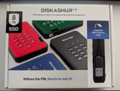 iStorage diskAshur2 - 8000 GB (8TB) SSD - USB Type A 3.2 Gen 1