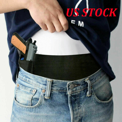 Tactical Concealed Carry Belly Band Holster Airsoft Pistol Waist Belt Gun Pouch