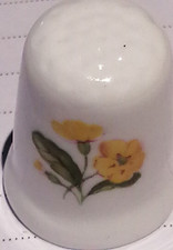 English Beautiful Vintage Old Collectable Bone China Floral Thimble Double Sided