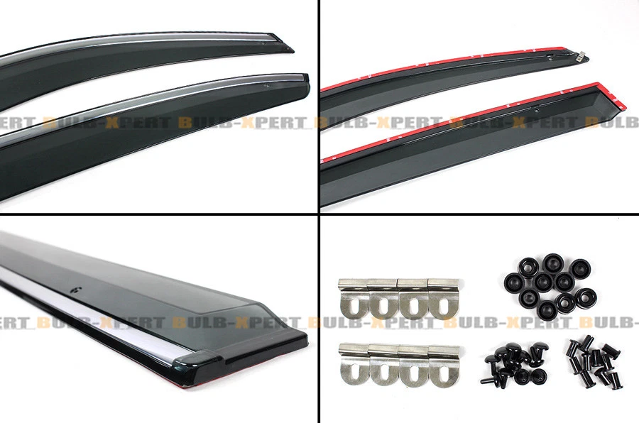 PARA 08-12 HONDA ACUERDO 4 PUERTAS CROMO MOLDURA CLIP EN VENTANA VISERA PROTECTOR DE LLUVIA DEFLECTOR Foto 3 de 4