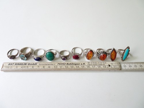 Konvolut 10x alte Ringe mit Steinen Silber 925 - Bild 7 von 15