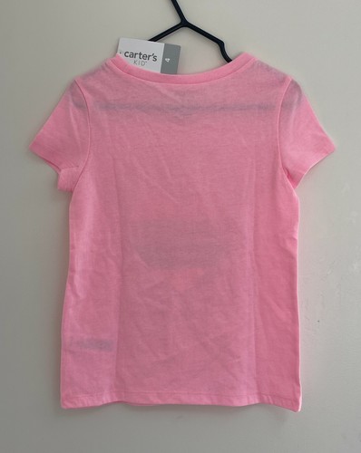 Carter's Kid Girls Rainbow Heart Lightweight Short Sleeve Shirt, Pink, 4, NWT - Picture 2 of 2