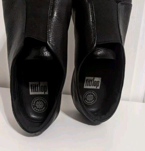 FitFlop Damengröße 11 Schuhe schnürlos Derby schwarz Leder bequeme Halbschuhe Größe - Bild 6 von 8