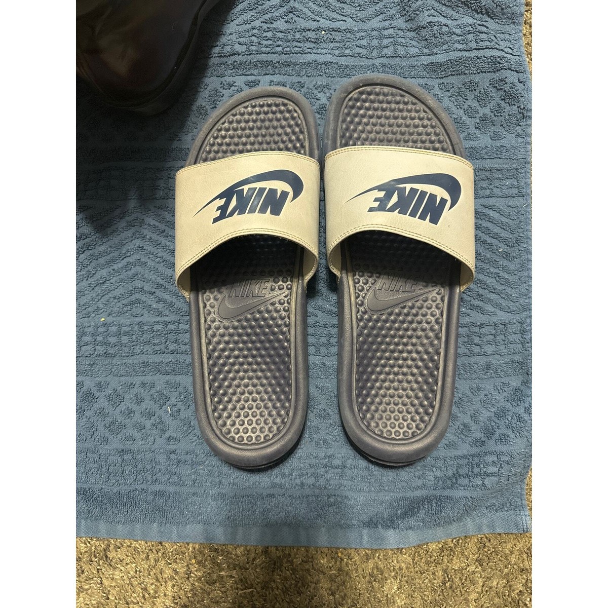 Nike slides men Size Blue and grey