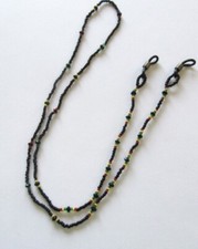 Eye Glass Holder Chain- Seed Beads -black red yellow green -28 inches long